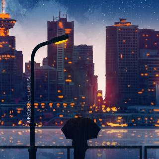 Anime cityscape phone wallpaper