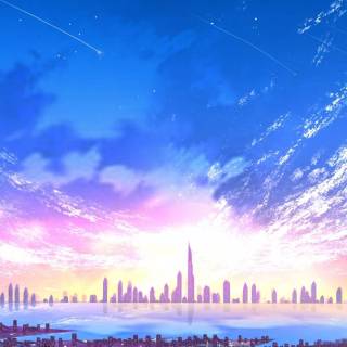 Anime cityscape phone wallpaper