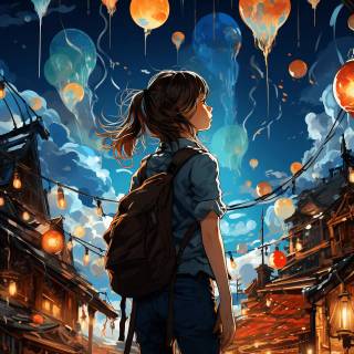 Anime cityscape phone wallpaper