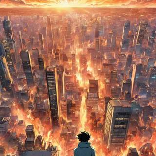 Anime cityscape phone wallpaper