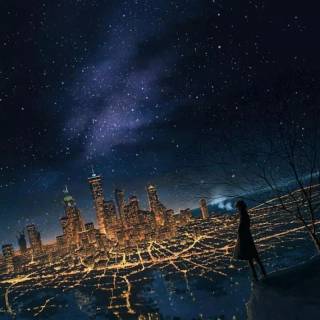 Anime cityscape phone wallpaper