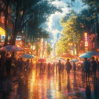 Anime cityscape phone wallpaper