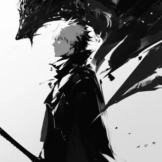 Black and white phone anime wallpaper
