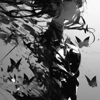 Black and white phone anime wallpaper