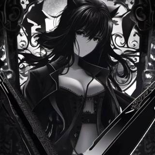 Black and white phone anime wallpaper