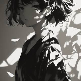 Black and white phone anime wallpaper
