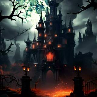 Spooky castle wallpaper