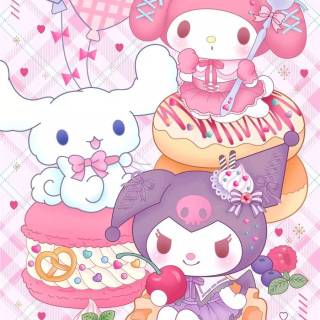 Hello Kitty Cinnamoroll and Kuromi wallpaper