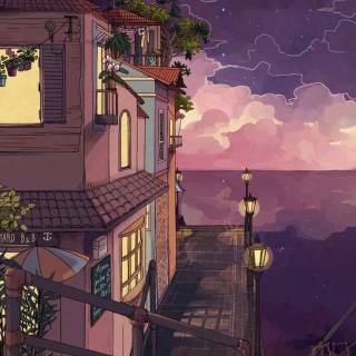 Aesthetic anime scenery phone wallpaper