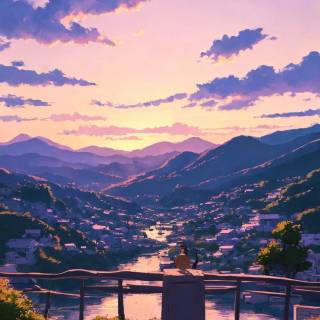 Aesthetic anime scenery phone wallpaper