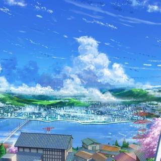 Aesthetic anime scenery phone wallpaper