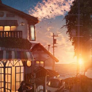 Aesthetic anime scenery phone wallpaper