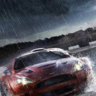Car with rain wallpaper