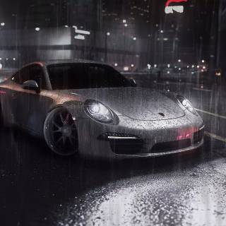 Rainy car 4k wallpaper