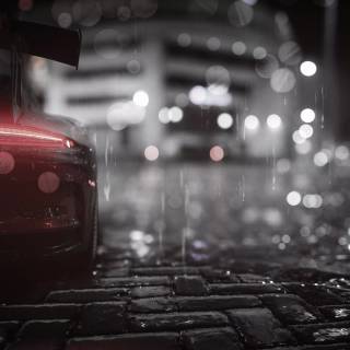 Rainy car 4k wallpaper