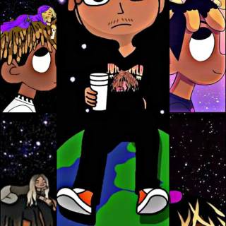 Juice WRLD cartoon phone wallpaper
