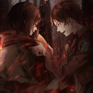 Eren Mikasa phone wallpaper