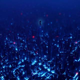 Neon blue desktop wallpaper