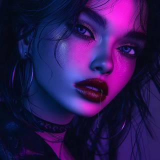 Neon girl desktop wallpaper