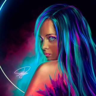 4k neon girl wallpaper