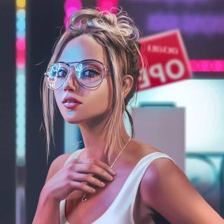 4k neon girl wallpaper