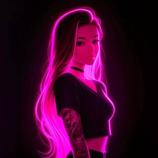 4k neon girl wallpaper