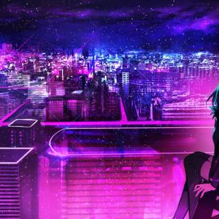Neon girl desktop wallpaper