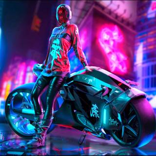 4k neon girl wallpaper
