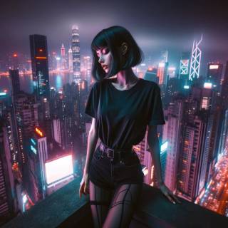 4k neon girl wallpaper