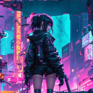 4k neon girl wallpaper