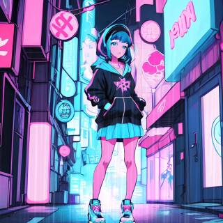 4k neon girl wallpaper