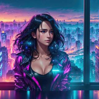 4k neon girl wallpaper