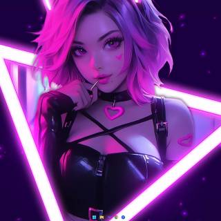 4k neon girl wallpaper