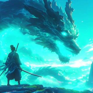 Samurai vs dragon wallpaper