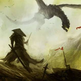 Samurai vs dragon wallpaper