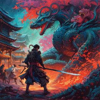 Samurai vs dragon wallpaper