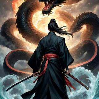 Samurai vs dragon wallpaper