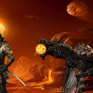 Samurai vs dragon wallpaper