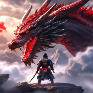 Samurai vs dragon wallpaper