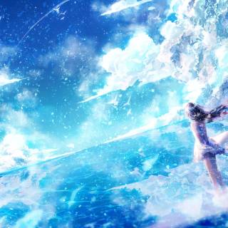 Pastel blue anime wallpaper