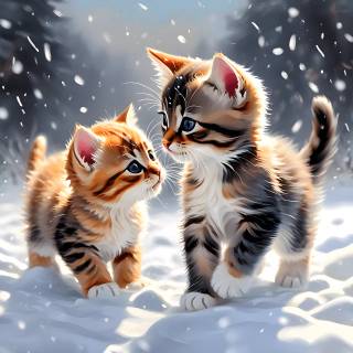 AI winter kittens wallpaper