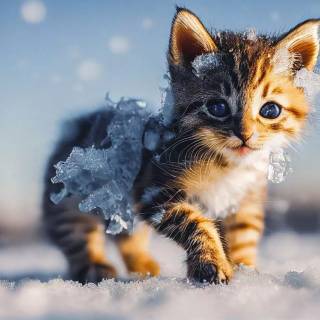 AI winter kittens wallpaper