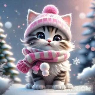 AI winter kittens wallpaper