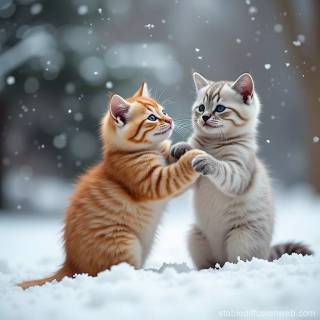 AI winter kittens wallpaper