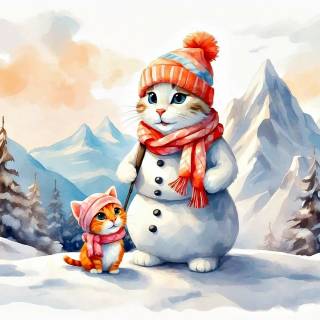 AI winter kittens wallpaper