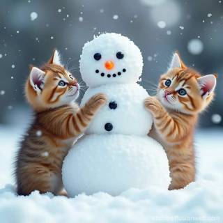 AI winter kittens wallpaper
