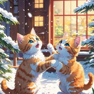 AI winter kittens wallpaper