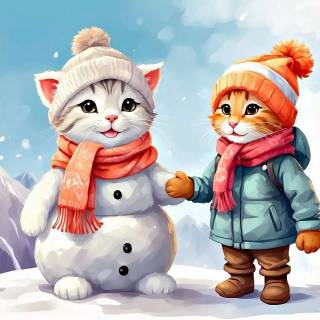 AI winter kittens wallpaper