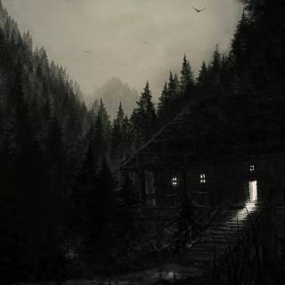 Dark cabin wallpaper