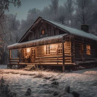 Dark cabin wallpaper